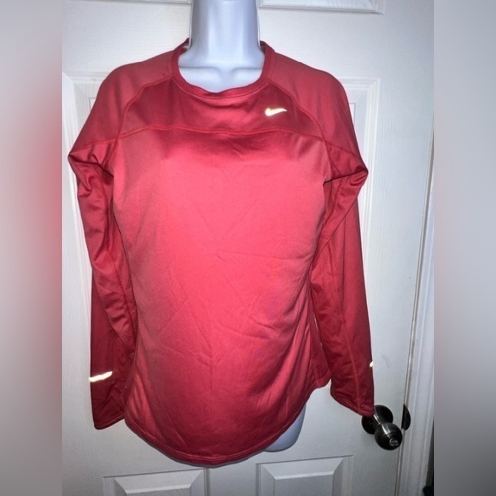 Nike Women's Medium Miler Running Pink Vented Base Layer Long Sleeve Shirt M